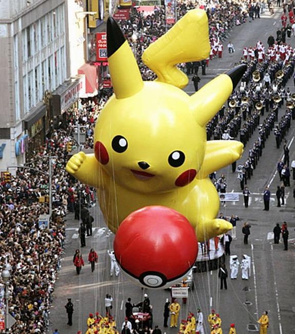 Pikachu float in the Macy's Thanksgiving Day Parade.